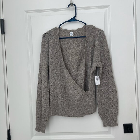 Old Navy Wool-Blend Wrap Front Sweater - Picture 1 of 2